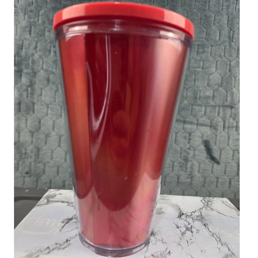 Starbucks Red Metallic Iridescent‎ Double Wall Cold Cup Tumbler 16oz Siren Logo